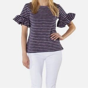 Sail to Sable striped ruffle sleeve top size small
